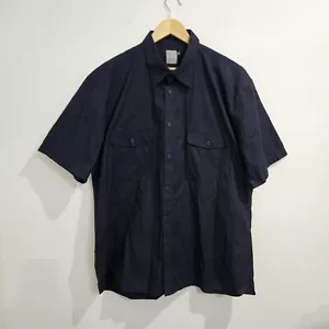 Driza-Bone Mens Blue Button Up Shirt Size 2XL Short Sleeve Cotton Drizabone - Picture 1 of 12
