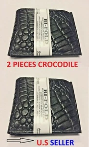 2 Stück schwarze Herren-Geldbörse aus echtem Leder mit Doppelfaltung Krokodil KOSTENLOSER VERSAND - Bild 1 von 4