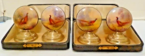 PR Royal Worcester porcelain and silver plate place card holders signed Stinton - Picture 1 of 3