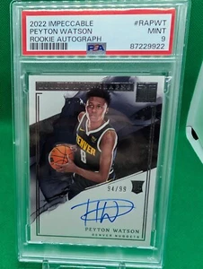 2022 Impeccable Peyton Watson Rookie Autographs Auto RC /99 On Card PSA 9 - Bild 1 von 3