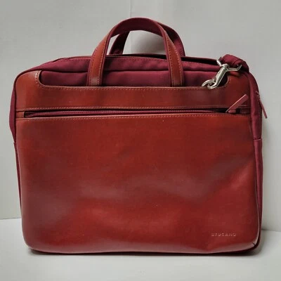 Bolsa acolchoada de couro vermelha Tucano para laptop portfólio de negócios alça e alça de ombro - Imagem 1 de 4
