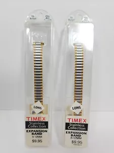 (2) 1-Pair Vtg Womens NiB Timex Silver Gold Tone Stainless Exp. Bands 8-12mm. - Picture 1 of 3