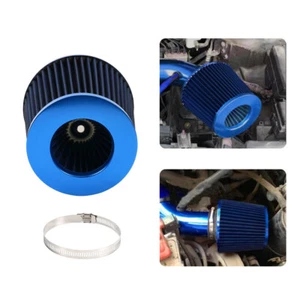 3" 76mm High Flow Inlet Cold Air Intake Cone Replacement Dry Air Filter Blue - Foto 1 di 12