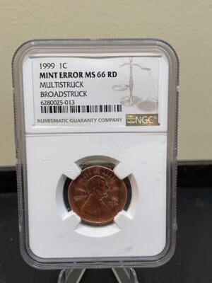 1999 Lincoln Cent multistruck broadstruck NGC MS66RD - Image 1 of 4
