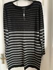 Ladies BASSINI Long Sleeved Striped Tunic Top/ Dress size L With Stretch BNWT