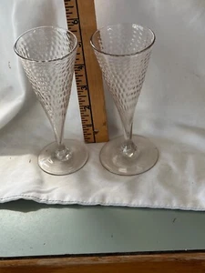 Pair 18th century Pitkin flask type blown pontiled wine glasses AAFA primitive - Picture 1 of 5