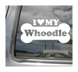 I Heart Love My Whoodle - Mixed Dog Bone Car Vinyl Decal Sticker 14038