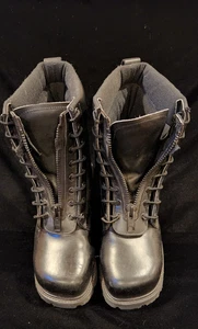 Leather Steel Toe Boots Vibram Steel Toe Men’s 9 1/2 W - Black w/Zippers -USA - Picture 1 of 11