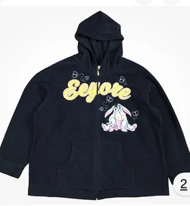 Disney Winnie Puuh Damen-Hoodie Eeyore Figur durchgehender Reißverschluss marineblau Größe 2X - Bild 1 von 5