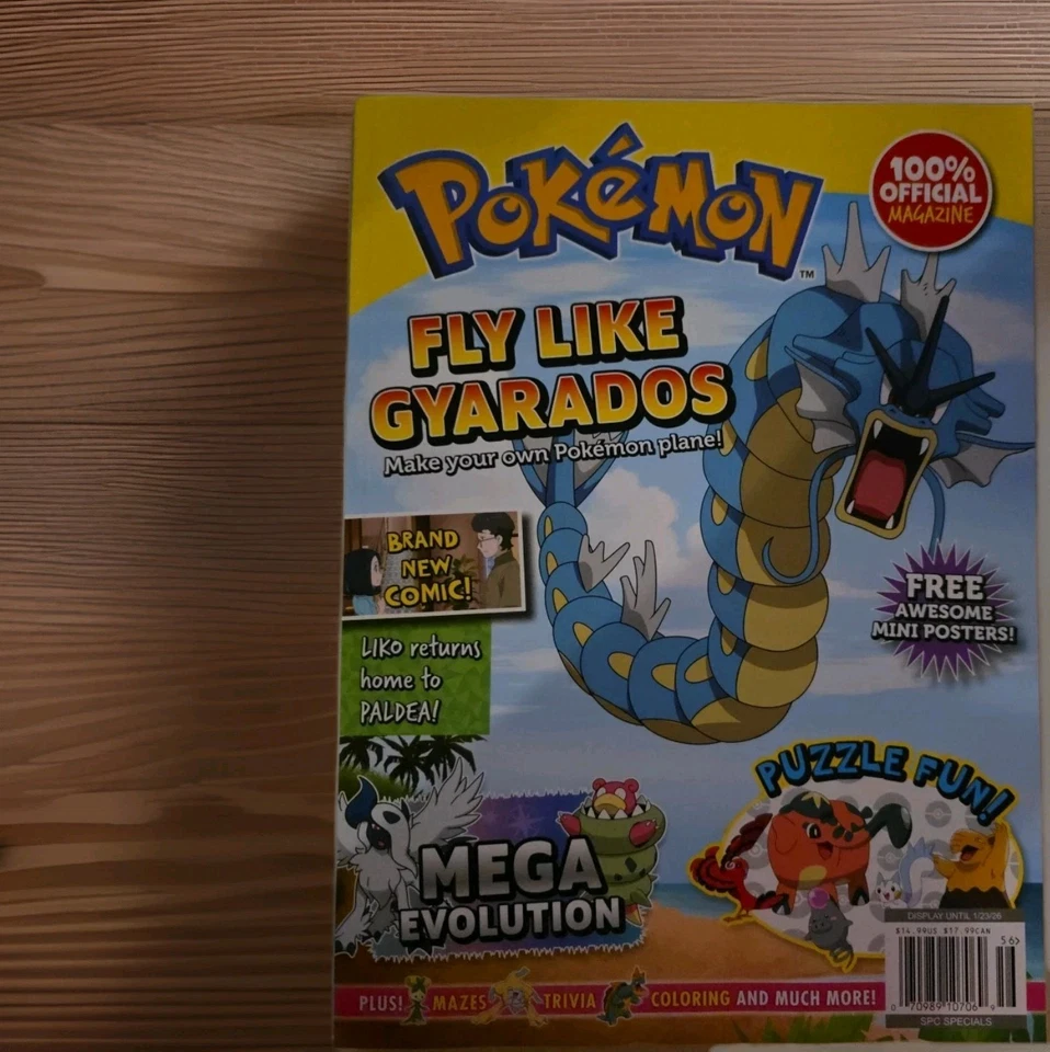 100% Official Magazine Pokémon  Fly Like Gyarados Free Awesome Mini Posters! - Image 1 of 1