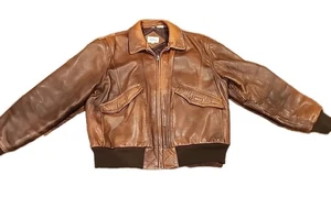 Vintage Adam Spencer Leather Bomber Jacket Mens Size 44R - Picture 1 of 12