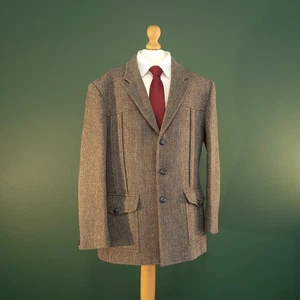 Dunn & Co Harris Tweed Blazer Men's 40R Norfolk Wool Herringbone Hacking Jacket - Picture 1 of 17