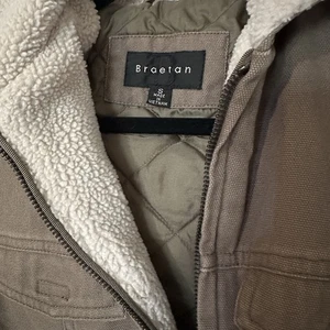 Braetan Damen Sherpa gefütterte Canvas Jacke Kapuze Reißverschluss Mantel braun - Bild 1 von 8