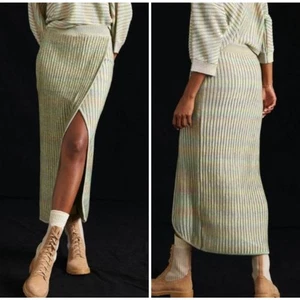 Daily Practice Green Knit Midi Skirt Ribbed Size Small - Picture 1 of 7