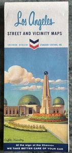 1964 CHEVRON OIL Travel Road Map LOS ANGELES, California (Griffith Observatory) - Picture 1 of 2