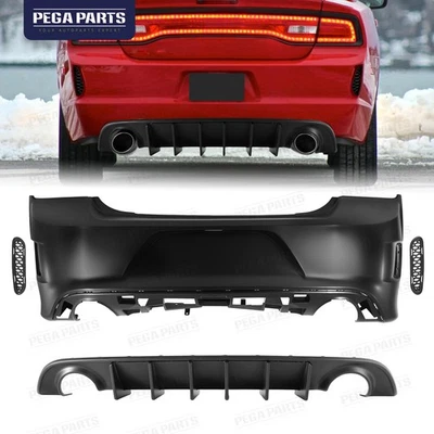 For 2011-2014 Dodge Charger Rear Bumper Cover Assembly w/ Tail Lip SRT 8 Style Foto 1 de 4