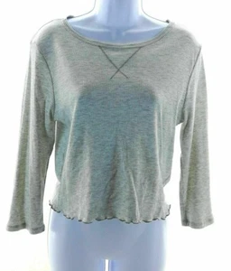 Caution To The Wind Damen T-Shirt Rundhals Langarm Pullover Farbe grau - Bild 1 von 3