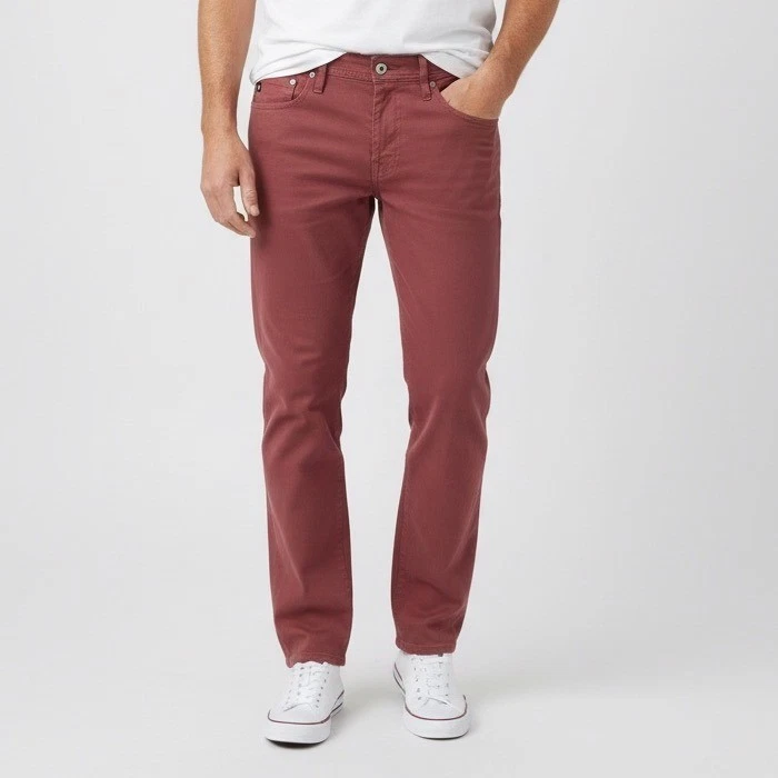 Pantalones AG Adriano Goldschmied Tellis Modernos Ajustados Rojo Algodón Elastano 32x34 Foto 1 de 4