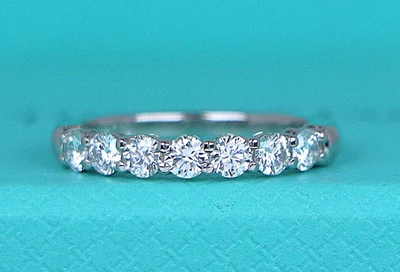$6550 Tiffany Co .57ct Platinum 3mm Forever Round Diamond Wedding Band Ring 4.75 - Image 1 of 4