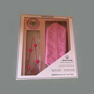 Juego de accesorios para teléfono VELVET CAVIAR bolsa de viaje + agarre + pulsera - leopardo rosa Foto 1 de 3