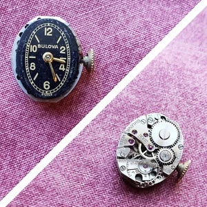 Orologio Meccanico Vintage Bulova 5AB Movimento Quadrante Nero Riparazione Riuso WP2 - Foto 1 di 14