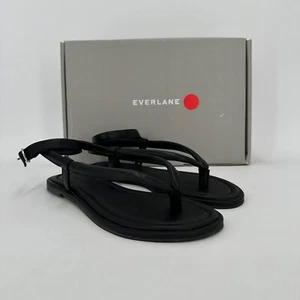 Everlane The Endless Summer Sandal size 6.5 Black Leather Thong w/ Ankle Strap - Picture 1 of 3