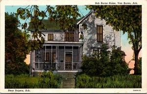 Bob Burns Home Van Buren Arkansas Linen Postcard - Picture 1 of 2