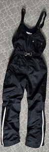 Vintage Kawasaki Snowmobile Black Overalls Size Small Snow Ski Bibs Waterproof - Picture 1 of 7