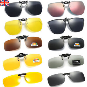 Polarized Clip On Sunglasses Anti-Glare UV400 Protection Flip Up Men Women UK
