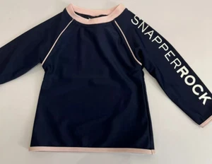 SNAPPERROCK Long Sleeve Rash guard UV 50+ Toddler Swim Size 12-24 Navy Pink NEW - Picture 1 of 7
