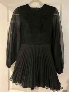 Jane Norman Black lace and chiffon Babydoll Dress LBD Size UK6 - Picture 1 of 10