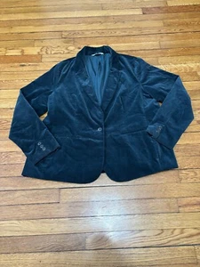 Old Navy Womens Blazer Jacket Size 2XL Emerald Green Crushed Velvet 1 Button - Picture 1 of 6