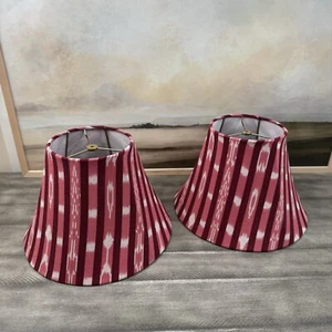 GreenRow Ikat Stripe Jacquard Taper Lamp Shades Set/2 Medium Pulls Read NWOB - Picture 1 of 12