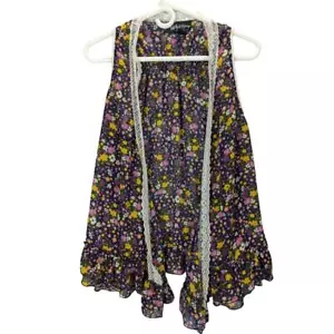 Vintage Y2K Self Esteem Vest Womens Large Flowy Floral Lace Sheer Boho Festival - Picture 1 of 7