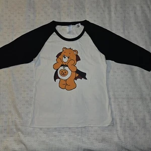 Women's Care Bears Trick-or-Sweet Bear Baseball Jersey White And Black - Picture 1 of 3