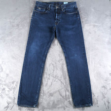 G Star Raw Mens 34x34 3301 Straight Denim Jeans Blue Button Fly Pockets