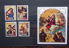 Aitutaki 1989 Christmas Virgin in the Glory by Titian set & Miniature Sheet MNH