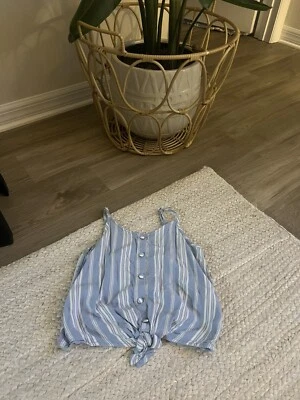 Camiseta sin mangas Abercrombie niños niñas talla 9/10 a rayas usada en excelente estado parte inferior torcida sin mangas Foto 1 de 4