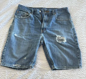 Levis 505 Mens Shorts Size W33 Regular Fit Blue Denim Cotton - Picture 1 of 7