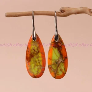 Natural Imperial Jasper Stone Teardrop Dangle Earrings Gemstone Drop Earrings - Picture 1 of 12