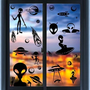 Halloween Alien Window Clings 95pcs Double-Sided Glass Decals Party Decor - Picture 1 of 6