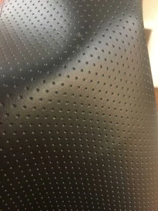  SEMI PERFORATED BLACK faux leather vinyl commercial grade upholstery 54" Wide  - Picture 1 of 3