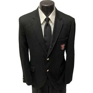 Vintage 50's Men's BLACK Sport Coat WOOL Jacket MILITARY USN US Army Patch Blaze - Picture 1 of 10