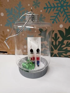 Handmade Christmas earrings, Swarovski crystal nutcracker, sterling silver, NEW - Picture 1 of 2
