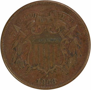 1868 Two Cent Piece VF Uncertified #813 - Picture 1 of 2