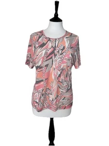 BNWT .. BARBARA LEBEK Casual Range .. Orange Mix Short Sleeve Top Size UK 14 - Picture 1 of 7