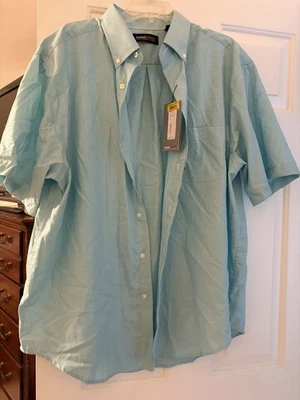 Camisa de viaje inteligente para hombre XL abotonada verde azulado a cuadros NUEVA con etiquetas Foto 1 de 4