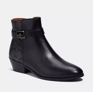 Coach Women's Dean Leather Signature Bootie Ankle Boot UK 7 BNIB £295 - Picture 1 of 9