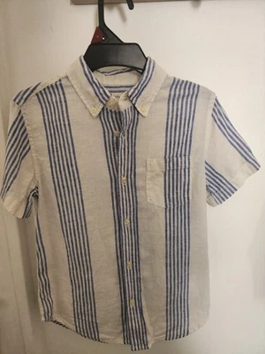J. Crew Crewcuts Boys Blue/White Striped Cotton/Linen Blended  Shirt Size 8 - Image 1 of 4