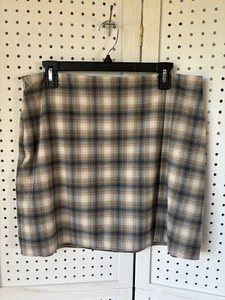 Old Navy Brown Gray Plaid Check Mini Skirt Women's Lg Preppy Acadamia - Picture 1 of 5